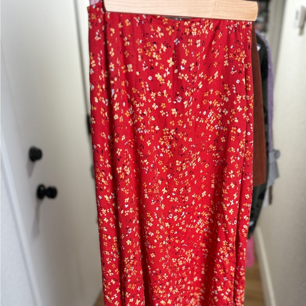 Reformation Floral Red Skirt